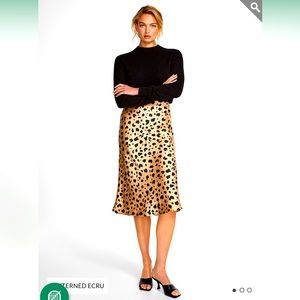 Icōne for Simons Faux Satin Leopard Print Midi Skirt